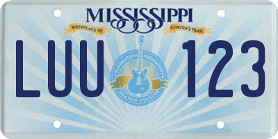 MS license plate LUU123