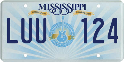 MS license plate LUU124
