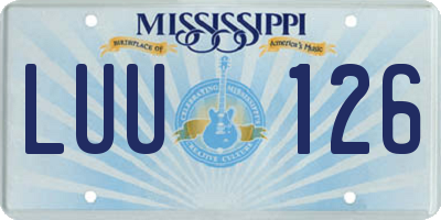 MS license plate LUU126