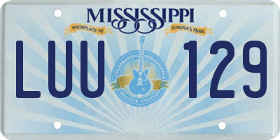 MS license plate LUU129