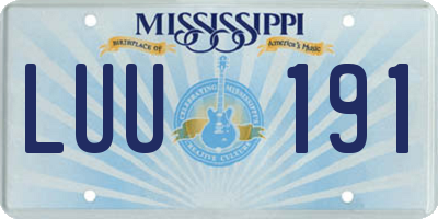 MS license plate LUU191