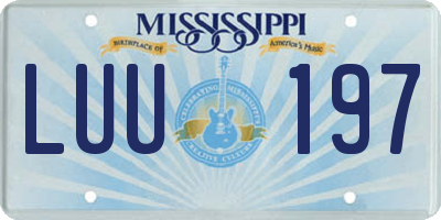 MS license plate LUU197