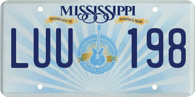 MS license plate LUU198