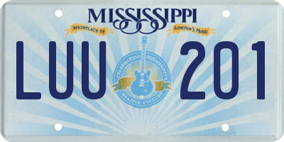 MS license plate LUU201