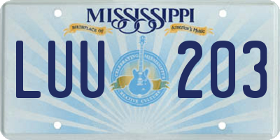 MS license plate LUU203