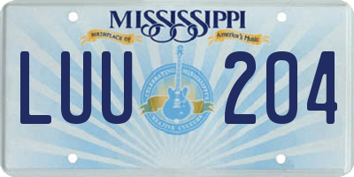 MS license plate LUU204