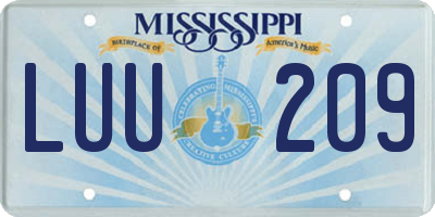 MS license plate LUU209