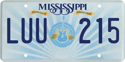 MS license plate LUU215