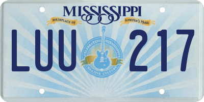 MS license plate LUU217