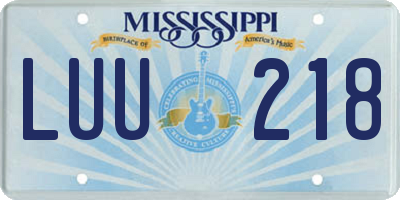MS license plate LUU218