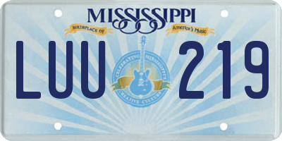 MS license plate LUU219