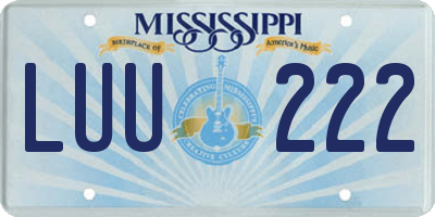 MS license plate LUU222