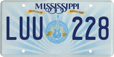 MS license plate LUU228
