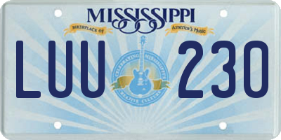MS license plate LUU230