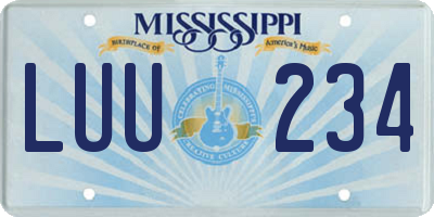MS license plate LUU234