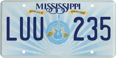 MS license plate LUU235