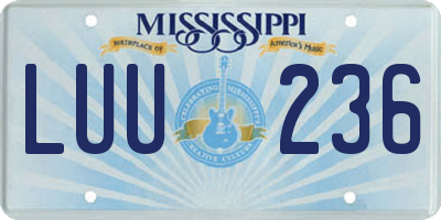 MS license plate LUU236