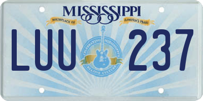 MS license plate LUU237