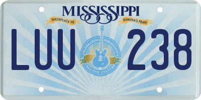 MS license plate LUU238