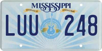 MS license plate LUU248