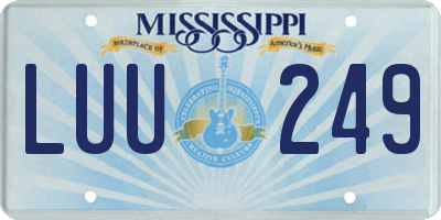 MS license plate LUU249