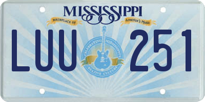 MS license plate LUU251