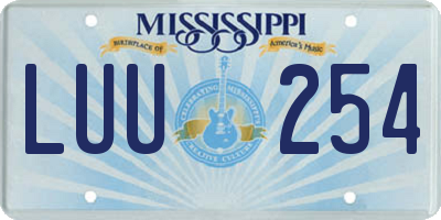 MS license plate LUU254