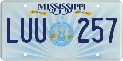 MS license plate LUU257