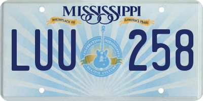 MS license plate LUU258