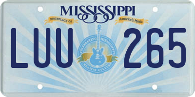 MS license plate LUU265