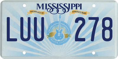 MS license plate LUU278