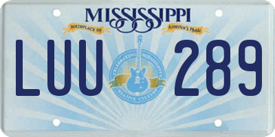 MS license plate LUU289