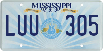 MS license plate LUU305