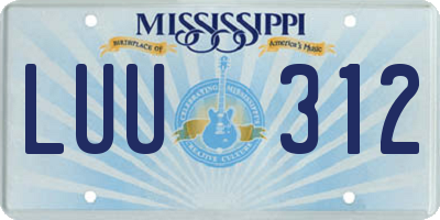 MS license plate LUU312