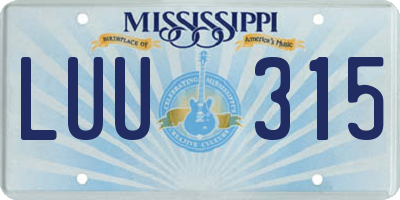 MS license plate LUU315