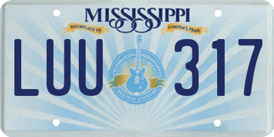 MS license plate LUU317