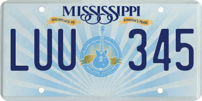 MS license plate LUU345