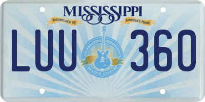 MS license plate LUU360
