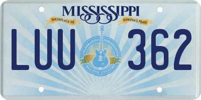 MS license plate LUU362
