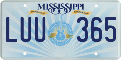MS license plate LUU365