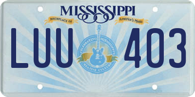 MS license plate LUU403