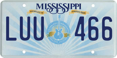 MS license plate LUU466