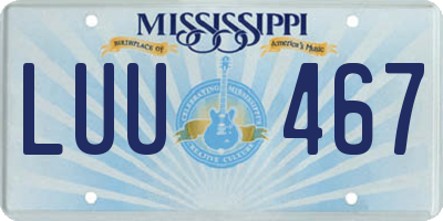 MS license plate LUU467