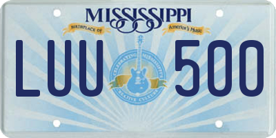 MS license plate LUU500