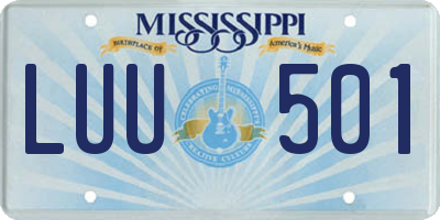 MS license plate LUU501