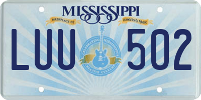 MS license plate LUU502
