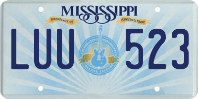 MS license plate LUU523