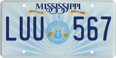 MS license plate LUU567