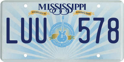 MS license plate LUU578