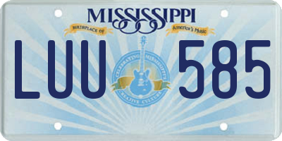 MS license plate LUU585